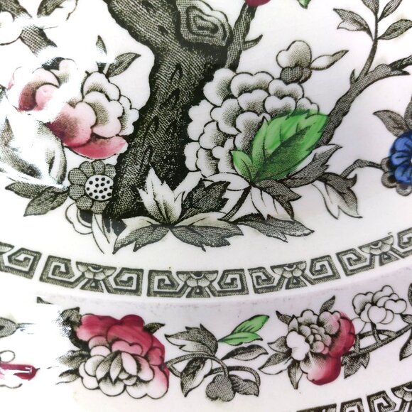 Johnson Brothers Indian Tree Green Key Platter Creamer Sugar Bowl Set Vintage Fl - Picture 14 of 16